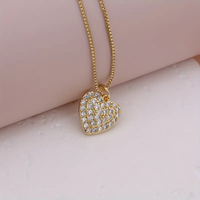 Glam Lady Shiny Heart Shape Copper Plating Inlay Zircon 18k Gold Plated Pendant Necklace main image 4