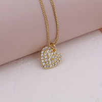 Glamour Dame Brillant Forme De Cœur Le Cuivre Placage Incruster Zircon Plaqué Or 18k Pendentif main image 6