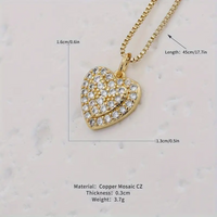 Glam Lady Shiny Heart Shape Copper Plating Inlay Zircon 18k Gold Plated Pendant Necklace main image 2