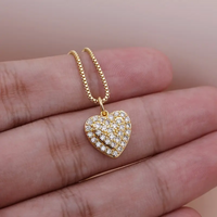 Glam Lady Shiny Heart Shape Copper Plating Inlay Zircon 18k Gold Plated Pendant Necklace main image 3