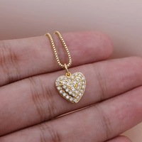 Glamour Dame Brillant Forme De Cœur Le Cuivre Placage Incruster Zircon Plaqué Or 18k Pendentif main image 3