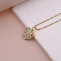 Glam Lady Shiny Heart Shape Copper Plating Inlay Zircon 18k Gold Plated Pendant Necklace main image 5
