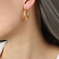 1 Pair Casual Simple Style Solid Color Plating Titanium Steel 18k Gold Plated Hoop Earrings sku image 1