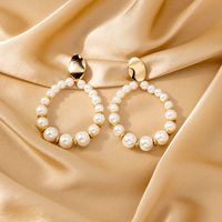 1 Pair Casual Simple Style Water Droplets Beaded Hollow Out Arylic Alloy Drop Earrings sku image 1