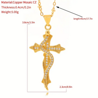 Glam Lady Shiny Cross Copper Plating Inlay Zircon 18k Gold Plated Pendant Necklace main image 2