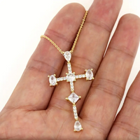 Glam Lady Shiny Cross Copper Plating Inlay Zircon 18k Gold Plated Pendant Necklace main image 7