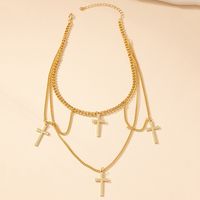 Nordic Style Original Design Punk Cross Alloy Plating Women's Layered Necklaces main image 3