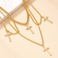 Nordic Style Original Design Punk Cross Alloy Plating Women's Layered Necklaces main image 4