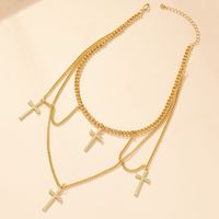 Nordic Style Original Design Punk Cross Alloy Plating Women's Layered Necklaces main image 6