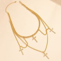 Nordic Style Original Design Punk Cross Alloy Plating Women's Layered Necklaces main image 5