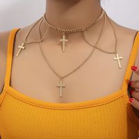 Nordic Style Original Design Punk Cross Alloy Plating Women's Layered Necklaces main image 7