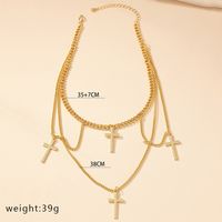 Nordic Style Original Design Punk Cross Alloy Plating Women's Layered Necklaces main image 2
