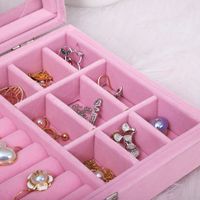 Classic Style Solid Color Flocking Glass Transparent Jewelry Boxes main image 5