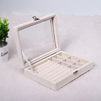 Classic Style Solid Color Flocking Glass Transparent Jewelry Boxes sku image 1