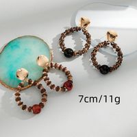 1 Piece Casual Simple Style Circle Round Beaded Arylic Wood Drop Earrings main image 2