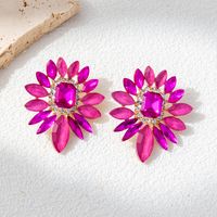 1 Pair Simple Style Commute Flower Inlay Alloy Rhinestones Drop Earrings sku image 1