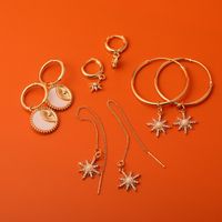 1 Paire Style Simple Star Placage Incruster Le Cuivre Zircon Plaqué Or 18k Boucles D'oreilles main image 10