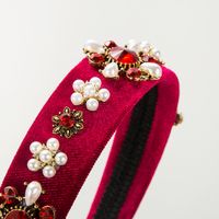 Women's Simple Style Flower Cloth Inlay Artificial Pearls Rhinestones Glass Hair Band main image 3