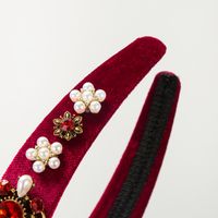 Women's Simple Style Flower Cloth Inlay Artificial Pearls Rhinestones Glass Hair Band main image 4