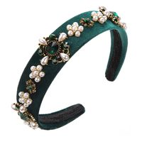Women's Simple Style Flower Cloth Inlay Artificial Pearls Rhinestones Glass Hair Band sku image 4