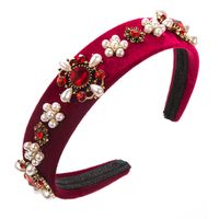 Women's Simple Style Flower Cloth Inlay Artificial Pearls Rhinestones Glass Hair Band sku image 3