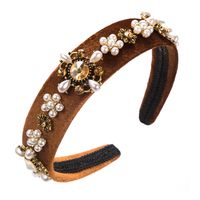 Women's Simple Style Flower Cloth Inlay Artificial Pearls Rhinestones Glass Hair Band sku image 1