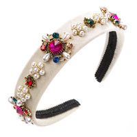 Women's Simple Style Flower Cloth Inlay Artificial Pearls Rhinestones Glass Hair Band sku image 2