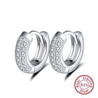 1 Paire Style Simple Rond Polissage Placage Incruster Argent Sterling Zircon Plaqué Or Rose Or Blanc Plaqué Des Boucles D'oreilles main image 1