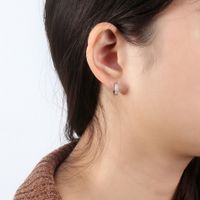 1 Pair Simple Style Round Polishing Plating Inlay Sterling Silver Zircon Rose Gold Plated White Gold Plated Earrings main image 8