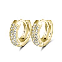 1 Pair Simple Style Round Polishing Plating Inlay Sterling Silver Zircon Rose Gold Plated White Gold Plated Earrings sku image 1