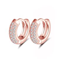 1 Pair Simple Style Round Polishing Plating Inlay Sterling Silver Zircon Rose Gold Plated White Gold Plated Earrings main image 3