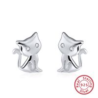 1 Pair Glam Simple Style Animal Polishing Plating Inlay Sterling Silver Zircon White Gold Plated Rhodium Plated Ear Studs main image 1