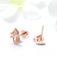 1 Pair Glam Simple Style Animal Polishing Plating Inlay Sterling Silver Zircon White Gold Plated Rhodium Plated Ear Studs main image 5
