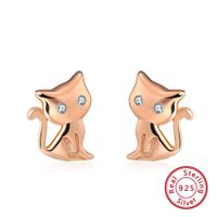 1 Pair Glam Simple Style Animal Polishing Plating Inlay Sterling Silver Zircon White Gold Plated Rhodium Plated Ear Studs main image 2