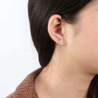 1 Pair Glam Simple Style Animal Polishing Plating Inlay Sterling Silver Zircon White Gold Plated Rhodium Plated Ear Studs main image 8
