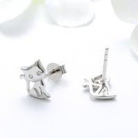 1 Pair Glam Simple Style Animal Polishing Plating Inlay Sterling Silver Zircon White Gold Plated Rhodium Plated Ear Studs main image 4