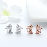 1 Pair Glam Simple Style Animal Polishing Plating Inlay Sterling Silver Zircon White Gold Plated Rhodium Plated Ear Studs main image 3