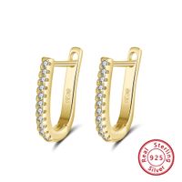 1 Pair Simple Style U Shape Polishing Plating Inlay Sterling Silver Zircon Rose Gold Plated White Gold Plated Earrings main image 3