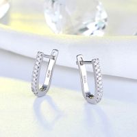 1 Pair Simple Style U Shape Polishing Plating Inlay Sterling Silver Zircon Rose Gold Plated White Gold Plated Earrings main image 5