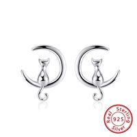 1 Pair Glam Simple Style Animal Moon Polishing Plating Sterling Silver Rose Gold Plated Ear Studs main image 1
