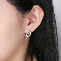 1 Pair Glam Simple Style Animal Moon Polishing Plating Sterling Silver Rose Gold Plated Ear Studs main image 7