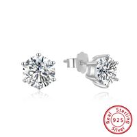 1 Pair Glam Simple Style Hexagon Polishing Plating Inlay Sterling Silver Zircon White Gold Plated Rhodium Plated Ear Studs main image 1