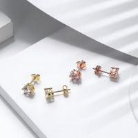 1 Pair Glam Simple Style Hexagon Polishing Plating Inlay Sterling Silver Zircon White Gold Plated Rhodium Plated Ear Studs main image 7