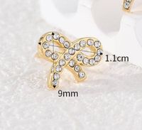1 Pair Vintage Style Bow Knot Plating Inlay 304 Stainless Steel Zircon 18K Gold Plated Ear Studs main image 2