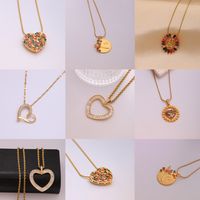 Ig Style Hip-hop Shiny Heart Shape Stainless Steel Copper Plating Inlay Zircon 18k Gold Plated Pendant Necklace main image 1