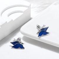 1 Pair Original Design Simple Style Animal Butterfly Polishing Enamel Plating Sterling Silver 14k Gold Plated White Gold Plated Ear Studs main image 4