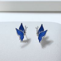 1 Pair Original Design Simple Style Animal Butterfly Polishing Enamel Plating Sterling Silver 14k Gold Plated White Gold Plated Ear Studs main image 5