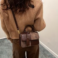 Women's Pu Leather Color Block Basic Vintage Style Square Magnetic Buckle Shoulder Bag Crossbody Bag Square Bag main image 5