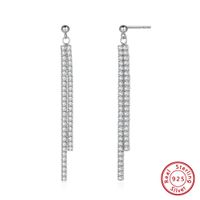1 Pair Simple Style Classic Style Oversized Tassel Polishing Plating Inlay Sterling Silver Zircon White Gold Plated Drop Earrings main image 3