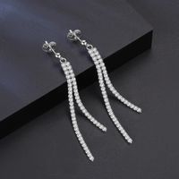 1 Pair Simple Style Classic Style Oversized Tassel Polishing Plating Inlay Sterling Silver Zircon White Gold Plated Drop Earrings main image 5